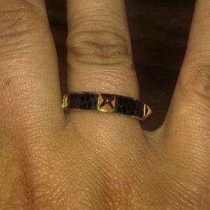 Henri Bendel Gold Toned/Leather Spiked Ring (EUC)